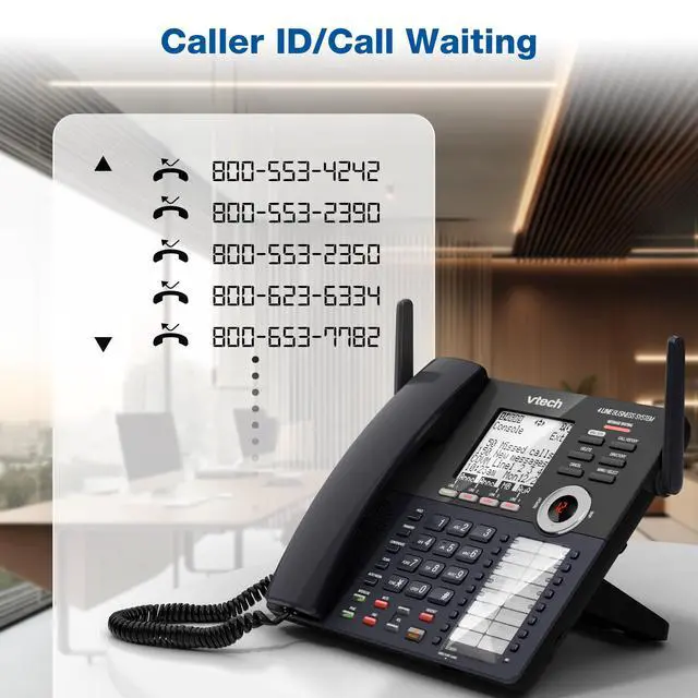 Alt view image 7 of 7 - AM18447 Main Console 4-Line Small Business Phone System - Expandable to 10 Stations, Digital Answering Machine, Auto Attendant, Intercom & Custom Music on Hold, Black