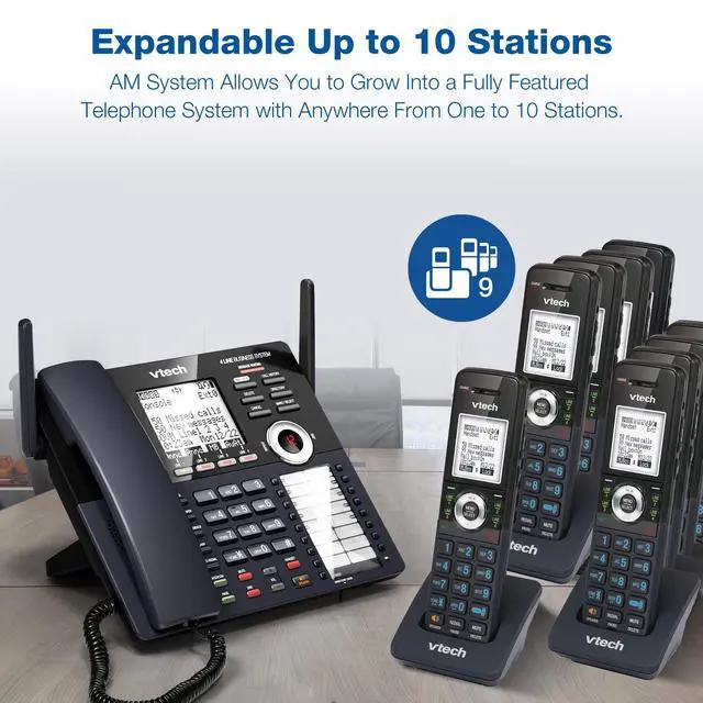 Alt view image 5 of 7 - AM18447 Main Console 4-Line Small Business Phone System - Expandable to 10 Stations, Digital Answering Machine, Auto Attendant, Intercom & Custom Music on Hold, Black