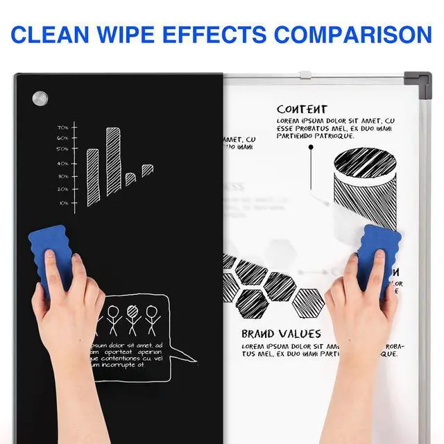 Alt view image 4 of 7 - Black Dry Erase Board 72" x 48", Black Whiteboard Glass Frameless, Large Magnetic Glass White Board for Office School