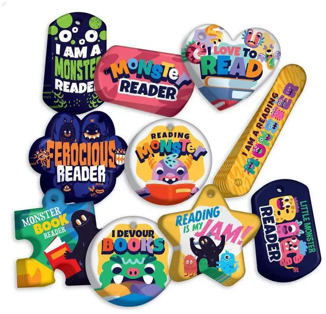 Main image of Monster Themed Brag Tags to Improve Student Reading Habits & Increase Reading Participation School Value Pack: 500 Tags (50/ per Design)