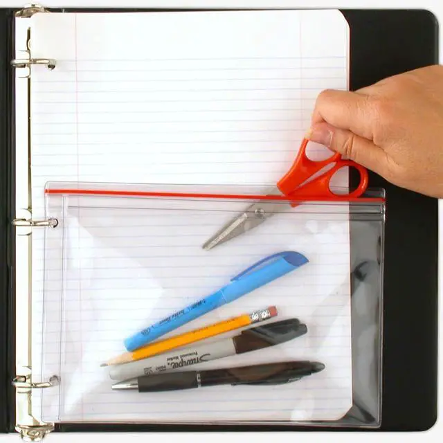 Alt view image 2 of 4 - StoreSMART Pencil Supply Zipper Case for 3-Ring Binders - 50-Pack - 5 3/4" x 8 1/4" - Vinyl Plastic - SPCR2369ZIPL-50