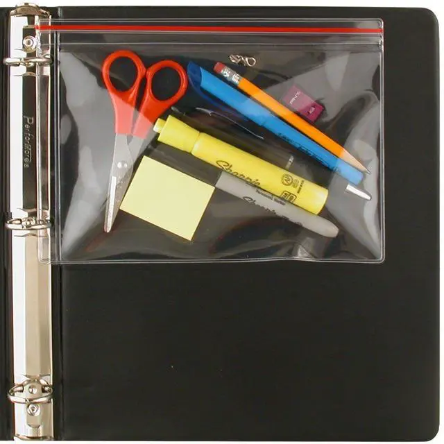 Alt view image 3 of 4 - StoreSMART® Pencil Supply Zipper Case for 3-Ring Binders - 100-Pack - 5 3/4" x 8 1/4" - Vinyl Plastic - SPCR2369ZIPL-100