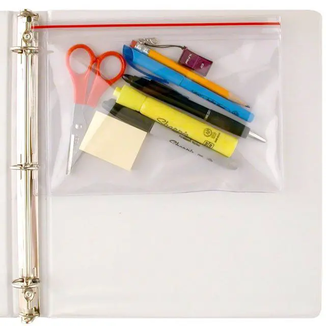Alt view image 4 of 4 - StoreSMART® Pencil Supply Zipper Case for 3-Ring Binders - 100-Pack - 5 3/4" x 8 1/4" - Vinyl Plastic - SPCR2369ZIPL-100