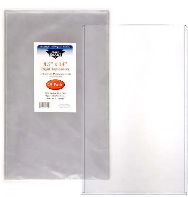 Main image of StoreSMART - Clear Rigid Toploaders - 8 1/2" x 14" - Legal Size - 25-Pack - HPP812X14-25