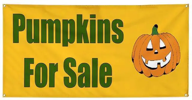 Main image of Vinyl Banner Multiple Sizes Pumpkins for Sale Halloween Business Outdoor Weatherproof Industrial Yard Signs Green 10 Grommets 60x144Inches