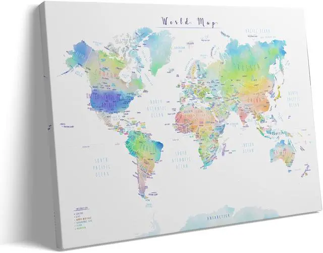 Main image of Maps International Giant World Map - Handmade-Map Of The World - World Wall Map Poster Mural Canvas Poster Ready to Hang, Wall Chart Maps of the World - Made in the USA (Handmade, 40x30 inches)