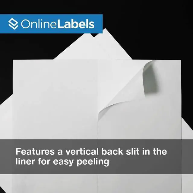 Alt view image 2 of 7 - 8.5 x 11 White Gloss Full Sheet Labels (Inkjet Printers Only) - 250 Sheets - Vertical Back Slit for Easy Peeling - OnlineLabels