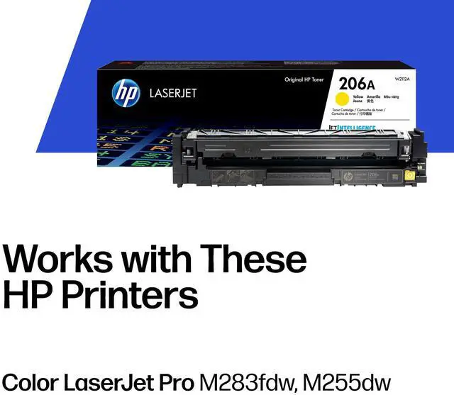 Alt view image 2 of 7 - 206A Yellow Toner Cartridge | Works with Color LaserJet Pro M255, MFP M282, M283 Series | W2112A