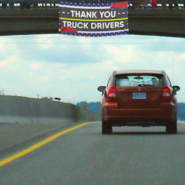Alt view image 2 of 7 - Waterproof - Truck Driver Appreciation - Thank You Truck Drivers Waterproof Vinyl (7x16 Feet)