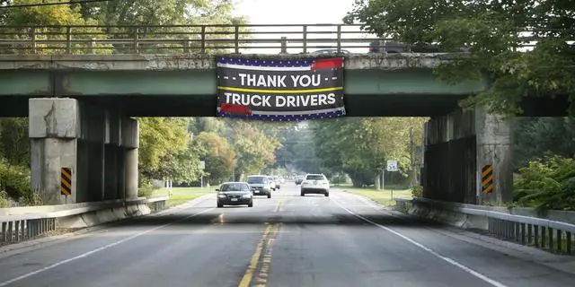 Alt view image 7 of 7 - Waterproof - Truck Driver Appreciation - Thank You Truck Drivers Waterproof Vinyl (7x16 Feet)