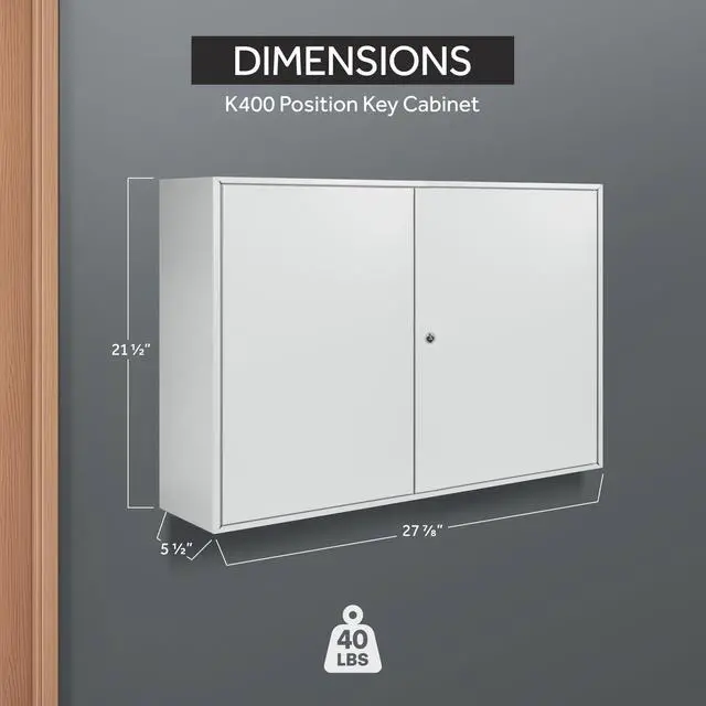 Alt view image 2 of 7 - 400 Position Steel Key Cabinet - Organize and Secure Key Storage Lock Box with Numbered Hooks and Tags for Valets, Hotel, Office, Car Dealerships and More (K400) (Light Grey)