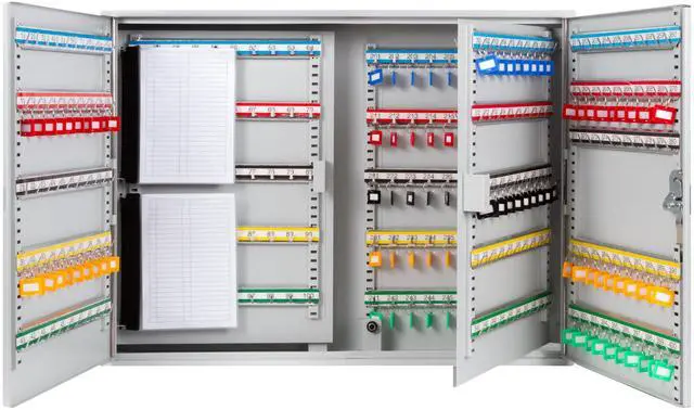 Main image of 400 Position Steel Key Cabinet - Organize and Secure Key Storage Lock Box with Numbered Hooks and Tags for Valets, Hotel, Office, Car Dealerships and More (K400) (Light Grey)