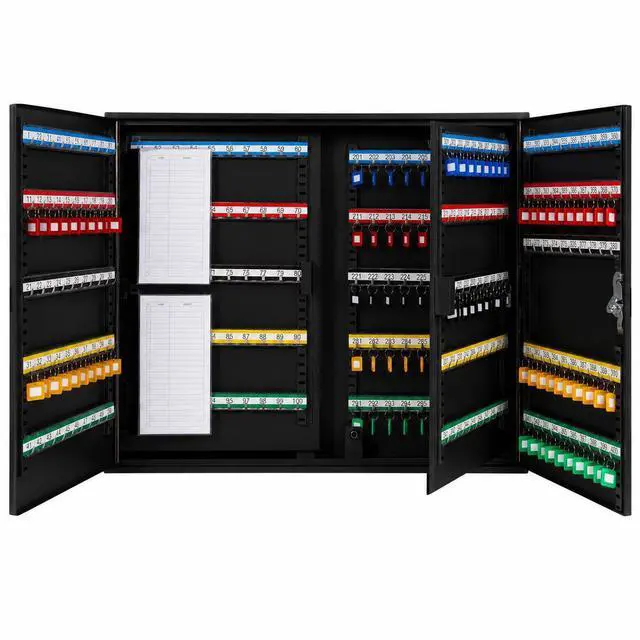 Main image of 400 Position Steel Key Cabinet - Organize and Secure Key Storage Lock Box with Numbered Hooks and Tags for Valets, Hotel, Office, Car Dealerships and More (K400) (Black)