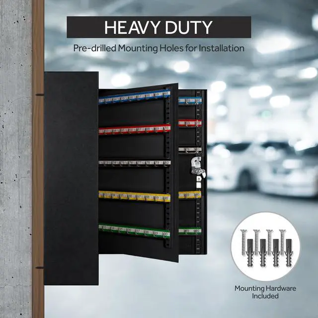 Alt view image 5 of 7 - 400 Position Steel Key Cabinet - Organize and Secure Key Storage Lock Box with Numbered Hooks and Tags for Valets, Hotel, Office, Car Dealerships and More (K400) (Black)