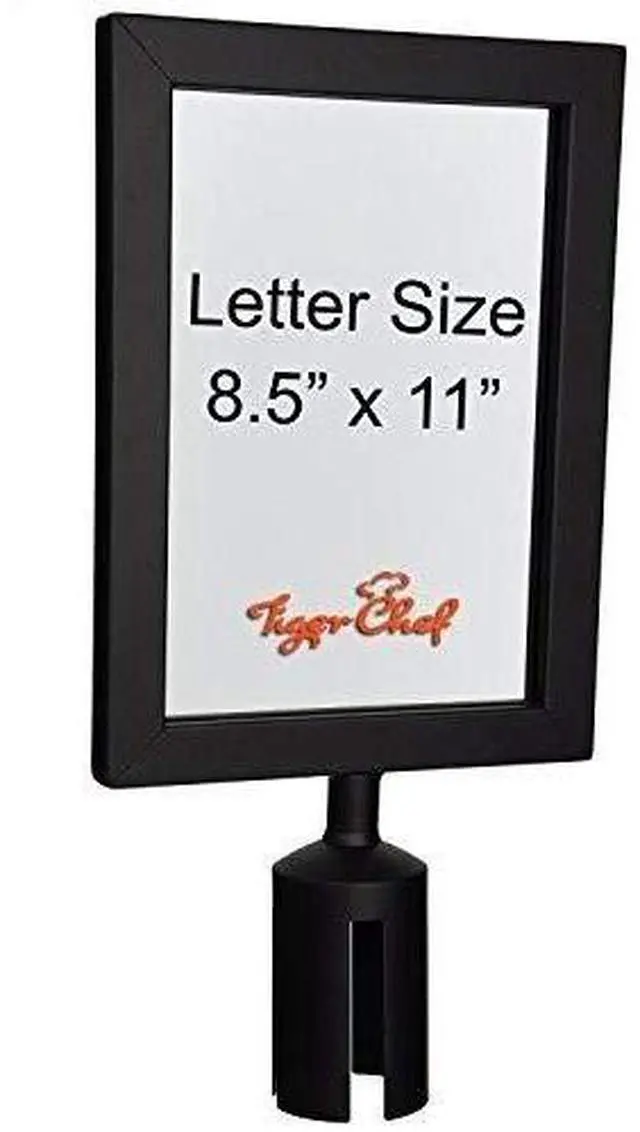 Main image of Black Stanchion Sign Holder Fits 8.5 x 11 inch Signs - 5-Pack Top Sign Frames For Stanchion Belt Post