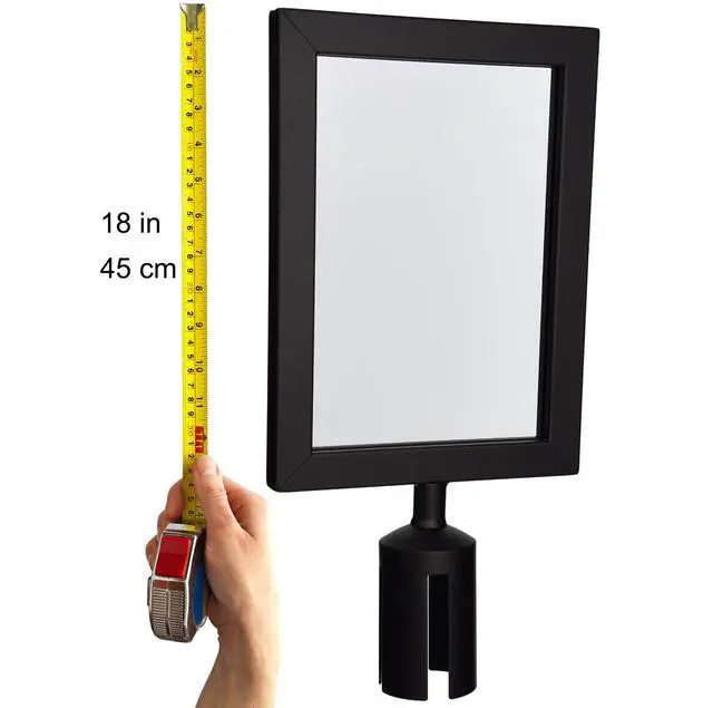 Alt view image 2 of 2 - Black Stanchion Sign Holder Fits 8.5 x 11 inch Signs - 5-Pack Top Sign Frames For Stanchion Belt Post