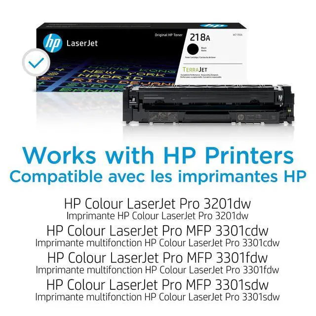 Alt view image 2 of 7 - 218A Black Toner Cartridge | Works with Color LaserJet Pro 3201, MFP 3301 Series | W2180A, (Pack of 2)