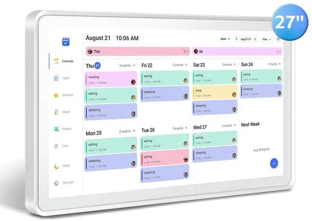 Main image of Digital Calendar 27", Electronic Calendar Wall Touch Screen | Instant Phone Sync, Photo Gallery, Custom Lists, Task Charts, Family Calendar for Home Office Organization