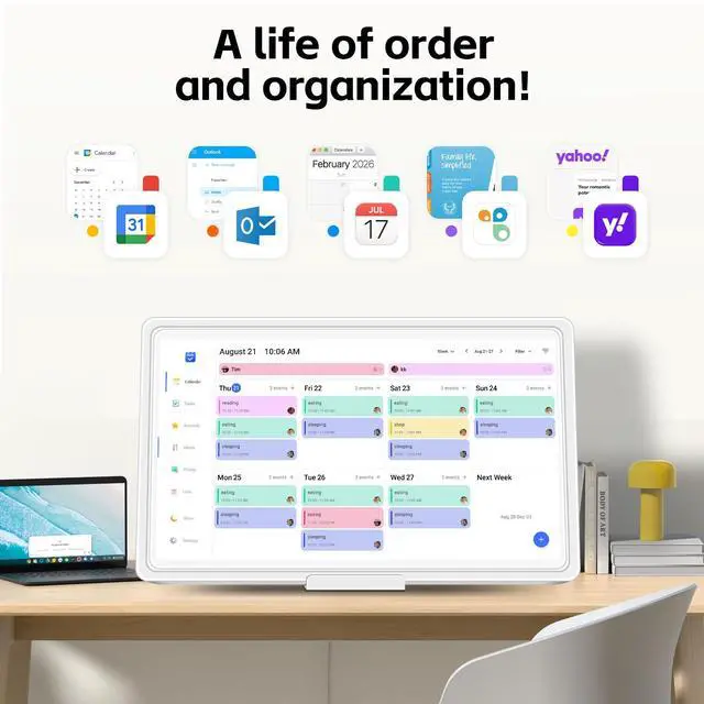 Alt view image 2 of 7 - Digital Calendar 15.6", Electronic Calendar Wall Touch Screen | Instant Phone Sync, Photo Gallery, Custom Lists, Task Charts, Family Calendar for Home Office Organization