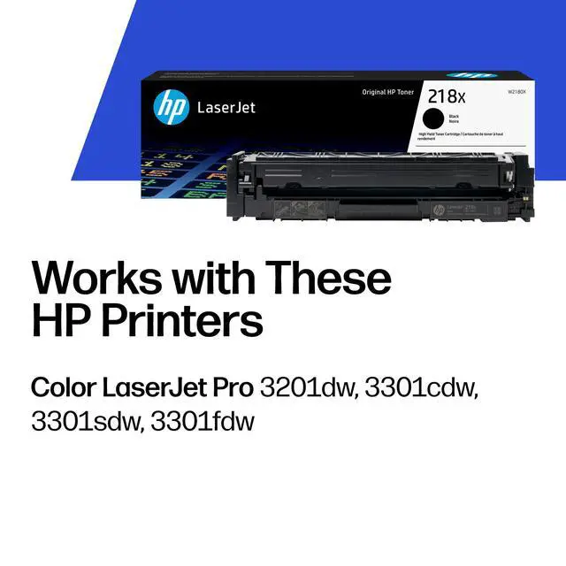 Alt view image 2 of 7 - 218X Black High-Yield Toner Cartridge | Works with Color LaserJet Pro 3201, MFP 3301 Series | W2180X