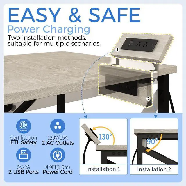 Alt view image 4 of 7 - Large Printer Stand with Power Outlet, with Storage Shelf, 2 Tier Rolling Printer Cart with Industrial Wheels, 23.6 x 23.6 Inches Printer Table for Home Office,Greige