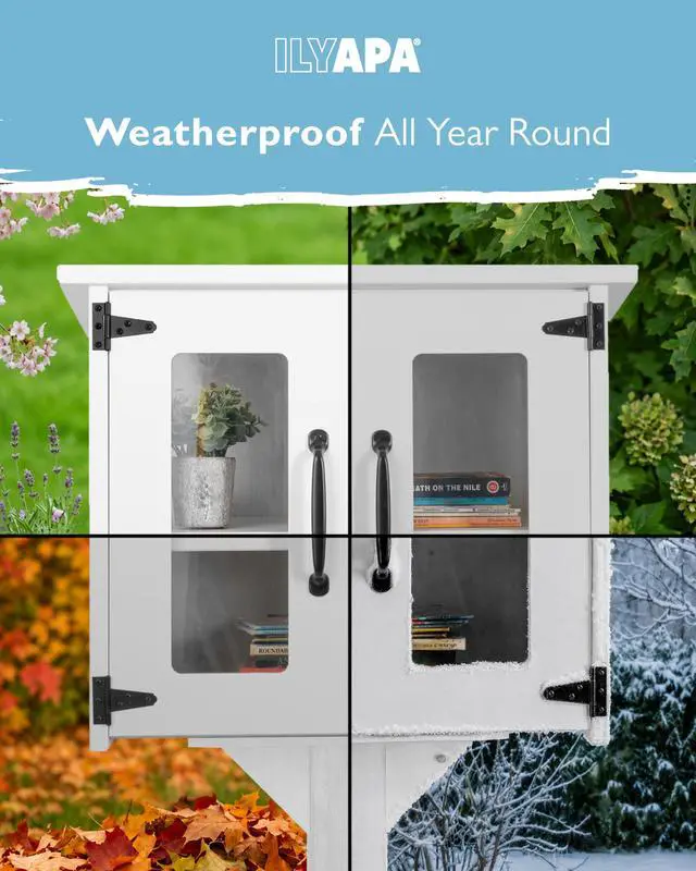 Alt view image 3 of 7 - Library Box Outdoor, 22x14x19 White - Little Free Book Exchange Kit | Composite, All Weather Material, HD Construction, For Neighborhood & Community Book Sharing, Library Kit