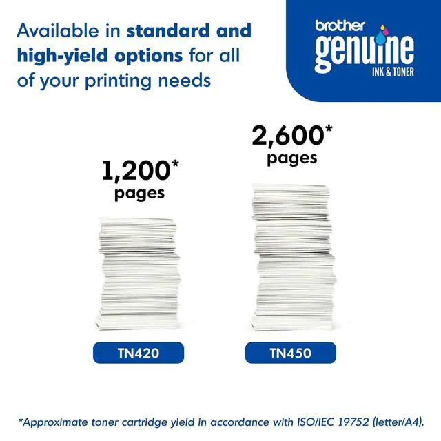 Alt view image 7 of 7 - Genuine High Yield Toner Cartridge, TN450, Replacement Black Toner, Page Yield Up to 2,600 Pages (Pack of 3)