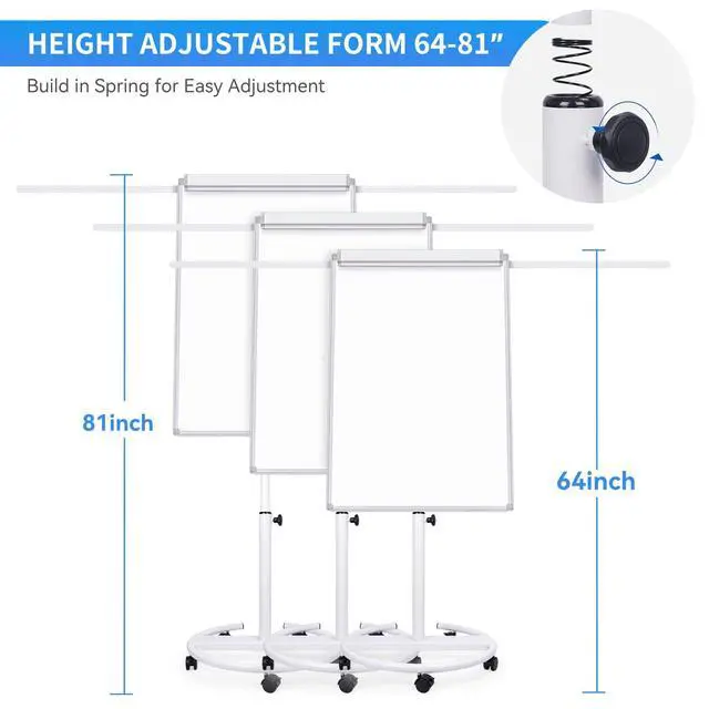 Alt view image 2 of 7 - Mobile Whiteboard 40 x 28 Inches, Magnetic Dry-Erase Flipchart Easel Stand with Height Adjustment, 2 Extendable Side Arms and 25-Sheet Paper Pad for Office, School, Home