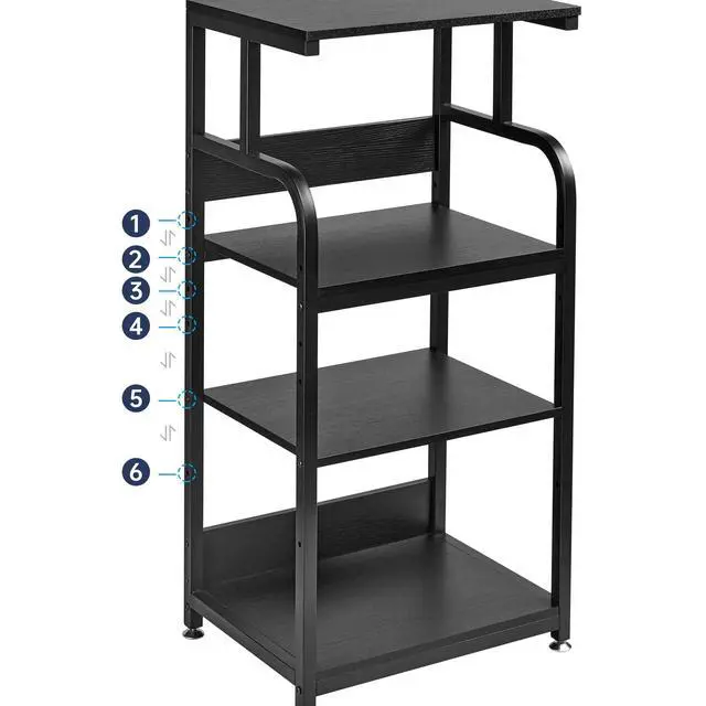 Alt view image 7 of 7 - Printer Stand with Adjustable Shelf, 4 Tier Large Tall Printer Table with Wheels for Home Office Storage and Organization, Rolling Stand Cart for Computer Tower CPU Shredder, Black