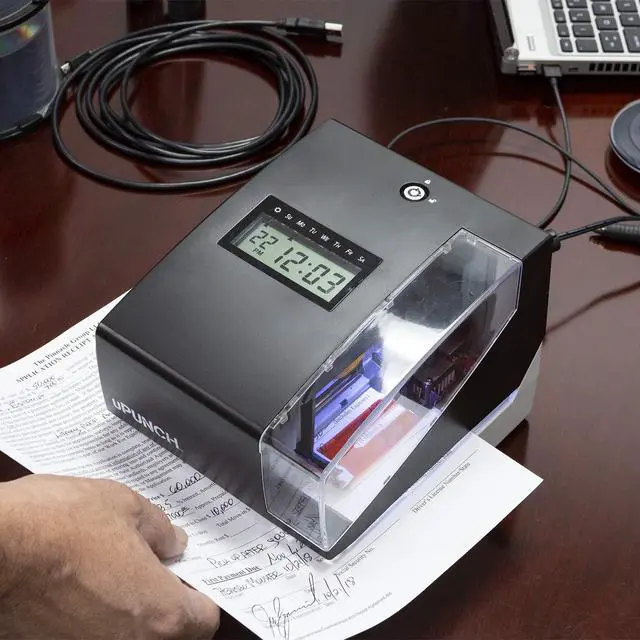Alt view image 4 of 6 - CR1000 Digital Time Clock and Date Stamp for Small Business: Complete Employee Time Tracking System with 50 Time Cards, Ribbon & Keys