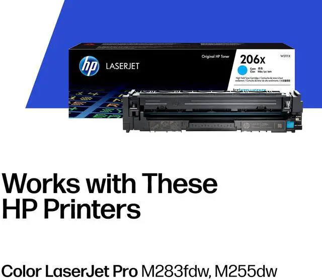 Alt view image 2 of 7 - 206X Cyan High-Yield Toner Cartridge | Works with Color LaserJet Pro M255,MFP M282,M283 Series | W2111X,(Pack of 2)