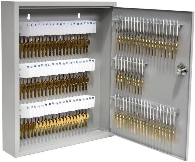 Main image of STEELMASTER 110 Key Cabinet Single Lock Key Box Welded Steel Scratch Resistant with Numbered Write-On Key Tags for Easy Identification 14W x 17H Inches