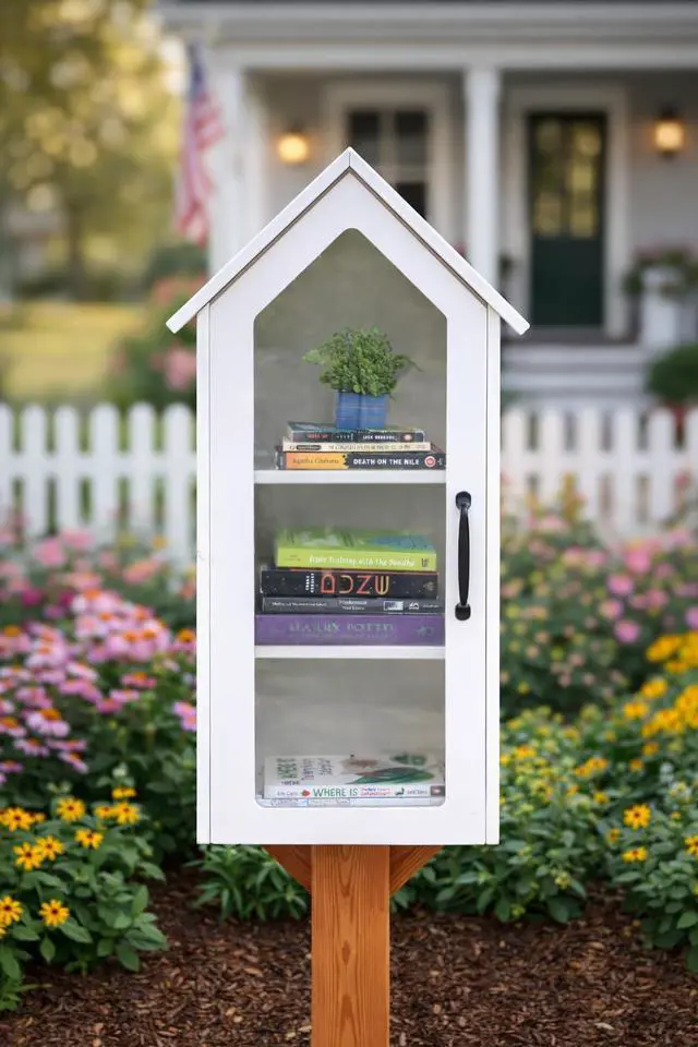Main image of Library Box Outdoor, 14x12x35 White - Little Free Book Exchange Kit | Composite, All Weather Material, HD Construction, For Neighborhood & Community Book Sharing, Library Kit