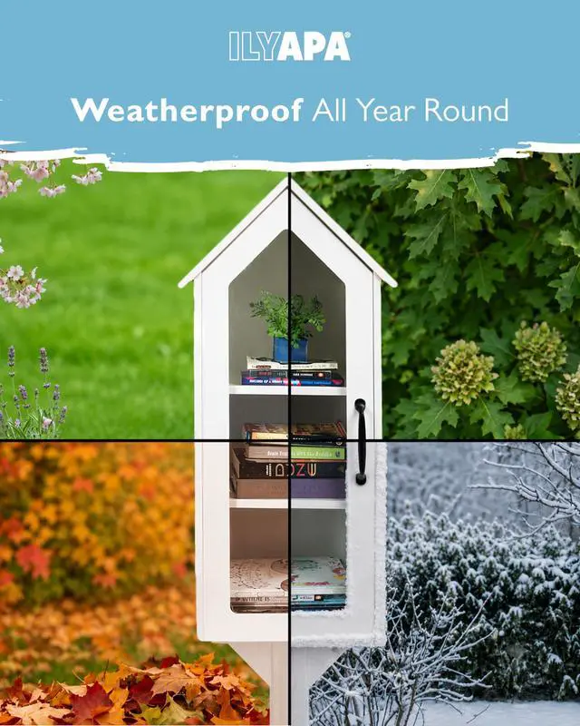 Alt view image 3 of 7 - Library Box Outdoor, 14x12x35 White - Little Free Book Exchange Kit | Composite, All Weather Material, HD Construction, For Neighborhood & Community Book Sharing, Library Kit