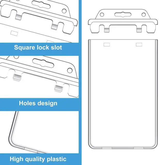 Alt view image 3 of 7 - 400 Pack Permanent Locking Hard Plastic Badge Holder Vertical Clear ID Badge Holder Heavy Duty Protector Case for Office School Card Travel 2.4 x 4.2 inches