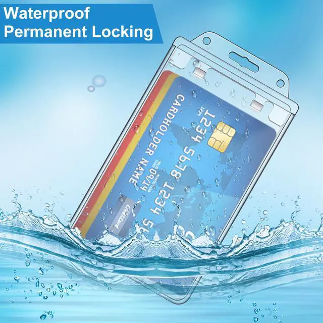 Alt view image 4 of 7 - 400 Pack Permanent Locking Hard Plastic Badge Holder Vertical Clear ID Badge Holder Heavy Duty Protector Case for Office School Card Travel 2.4 x 4.2 inches