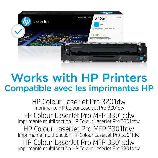 Alt view image 2 of 7 - 218X Cyan High-Yield Toner Cartridge | Works with Color LaserJet Pro 3201,MFP 3301 Series | W2181X,(Pack of 2)