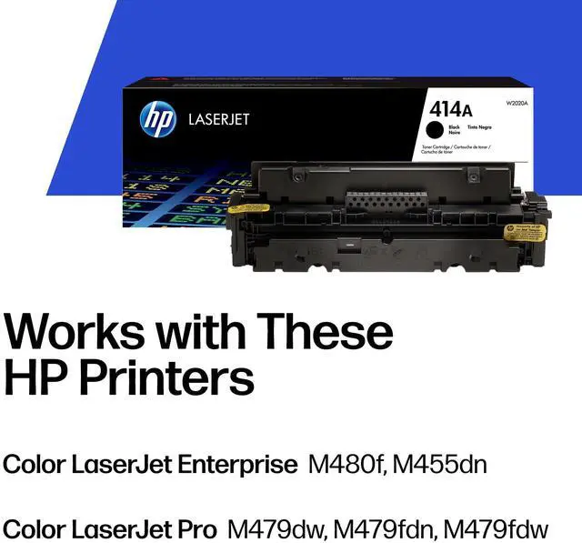 Alt view image 2 of 7 - 414A Black Toner Cartridge | Works with Color LaserJet Enterprise M455dn, MFP M480f, Pro M454, MFP M479 Series | W2020A