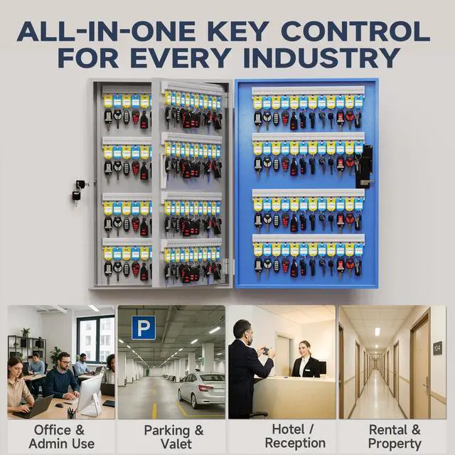 Alt view image 7 of 7 - 192 Key Lock Box, Smart Key Cabinet with Key Management SystemApp,Bluetooth, Dynamic/Static Password, WiFi Unlock(Sold Separately), Wall-Mount Commercial Key Storage Box for Office, School