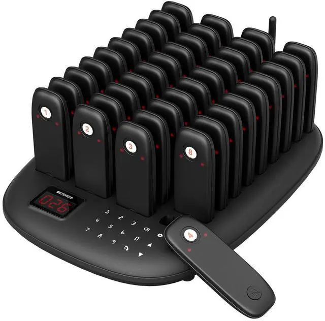Main image of TD175M Beepers for Restaurants, Restaurant Buzzers,40 Buzzers | for Food Court, Entertainment Center, Shopping Mall, Maximum Call Range 800M, with Mute Button, Plug and Play, 7 Prompt Modes