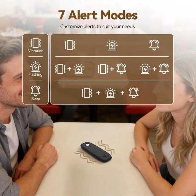 Alt view image 3 of 7 - TD175M Beepers for Restaurants, Restaurant Buzzers,40 Buzzers | for Food Court, Entertainment Center, Shopping Mall, Maximum Call Range 800M, with Mute Button, Plug and Play, 7 Prompt Modes