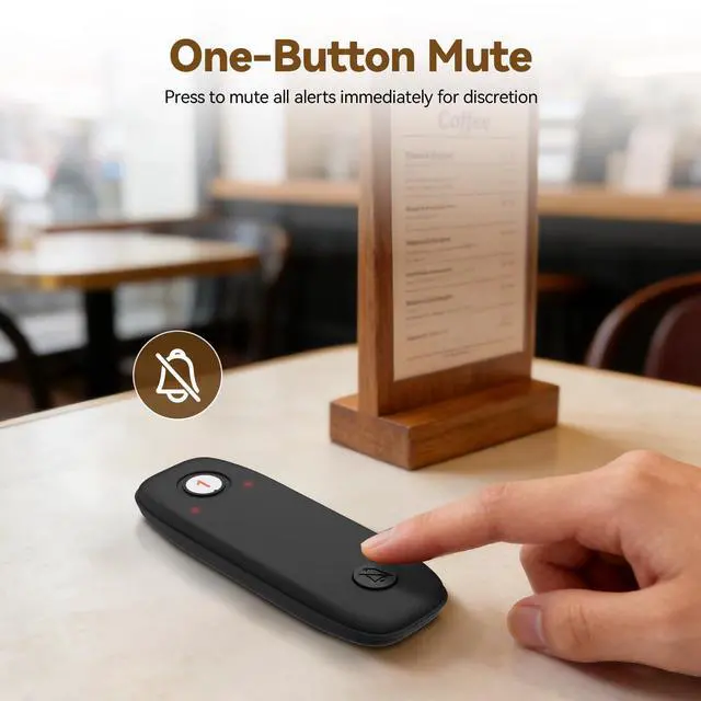 Alt view image 5 of 7 - TD175M Beepers for Restaurants, Restaurant Buzzers,40 Buzzers | for Food Court, Entertainment Center, Shopping Mall, Maximum Call Range 800M, with Mute Button, Plug and Play, 7 Prompt Modes