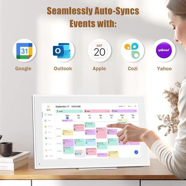 Alt view image 2 of 5 - 15.6-inch Wall Digital Calendar,Smart WiFi Calendar & Chore Chart,Full HD Touchscreen Interactive Display for Family Schedules-Wall/Desk Mountable Planner,Meeting Reminders & Deadline Tracking