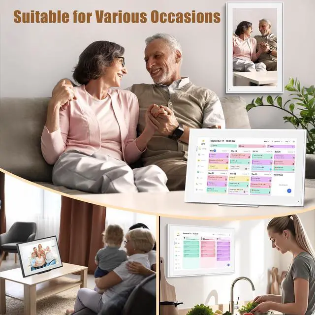 Alt view image 5 of 5 - 15.6-inch Wall Digital Calendar,Smart WiFi Calendar & Chore Chart,Full HD Touchscreen Interactive Display for Family Schedules-Wall/Desk Mountable Planner,Meeting Reminders & Deadline Tracking