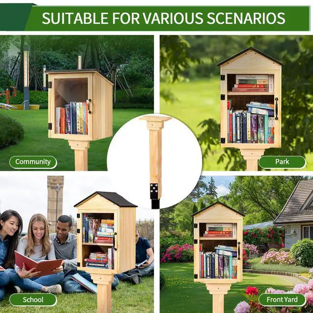 Alt view image 5 of 7 - Little Library Mount, with No-Dig Ground Anchor, 4x4x31.5" Solid Wood Post & Bracket, Waterproof and Easy Installation, Supports All Sizes of Little Libraries for Parks, Schools, Neighborhoods