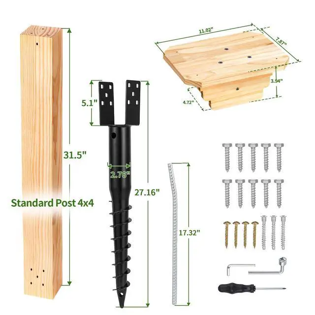 Alt view image 7 of 7 - Little Library Mount, with No-Dig Ground Anchor, 4x4x31.5" Solid Wood Post & Bracket, Waterproof and Easy Installation, Supports All Sizes of Little Libraries for Parks, Schools, Neighborhoods