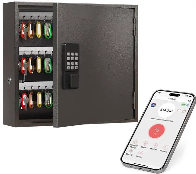 Main image of 90 Key Lock Box, Smart Key Cabinet with Key Management System, App, Bluetooth, Dynamic/Static Password, WiFi Unlock(Sold Separately), Wall-Mount Commercial Key Storage Box for Office, School