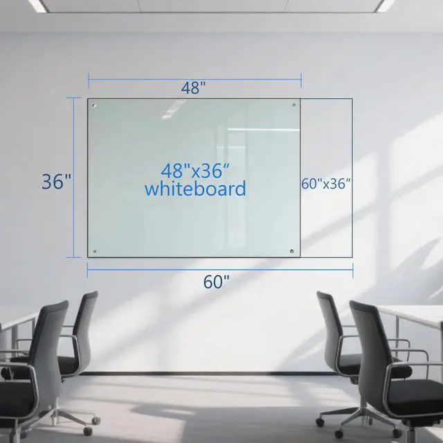 Alt view image 7 of 7 - Magnetic Glass Whiteboard - 60"x36" Dry Erase White Board Frameless Glass Boards with Super Strong Magnets, Wall Mounted for Office, School and Home