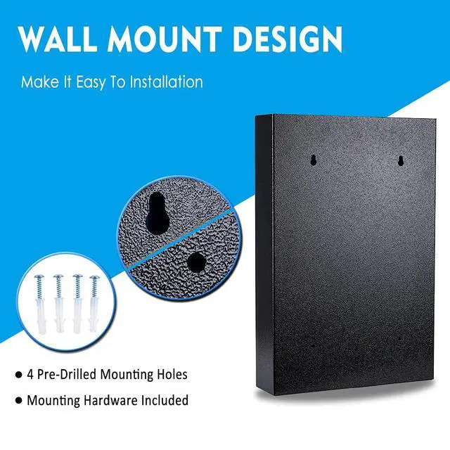 Alt view image 5 of 6 - Key Box Wall Mount 200 Position Metal Valet Car Key Cabinet Lock Box with Key Tags, Vehicle Key Organizer Holder Lockbox, Black, 14.96" x 5.51" x 21.65"