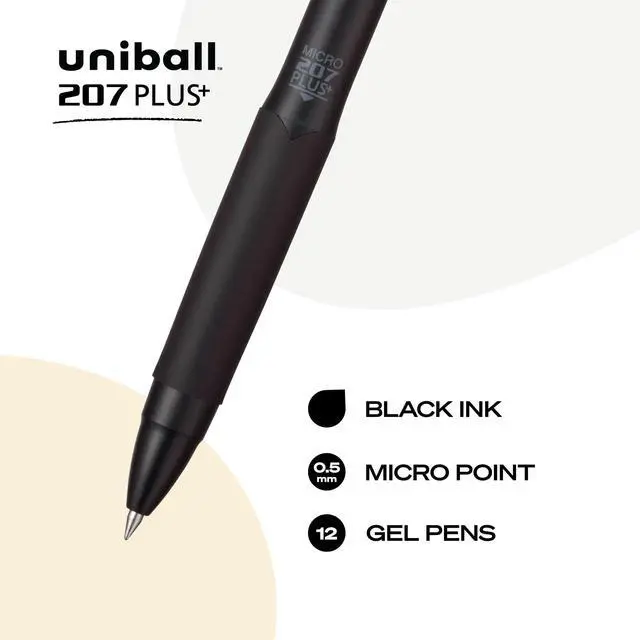 Alt view image 2 of 7 - Uniball 207 Plus+ Retractable Gel Pens, Micro Point (0.5mm), Black (Pack of 144)